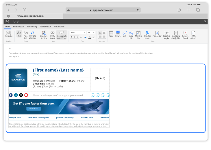 Worlds best HTML signature template editor