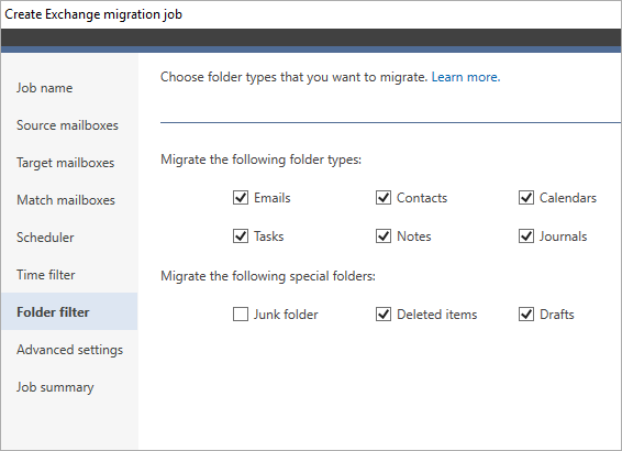 Filter folders before migrating from Exchange 2010 to 2016