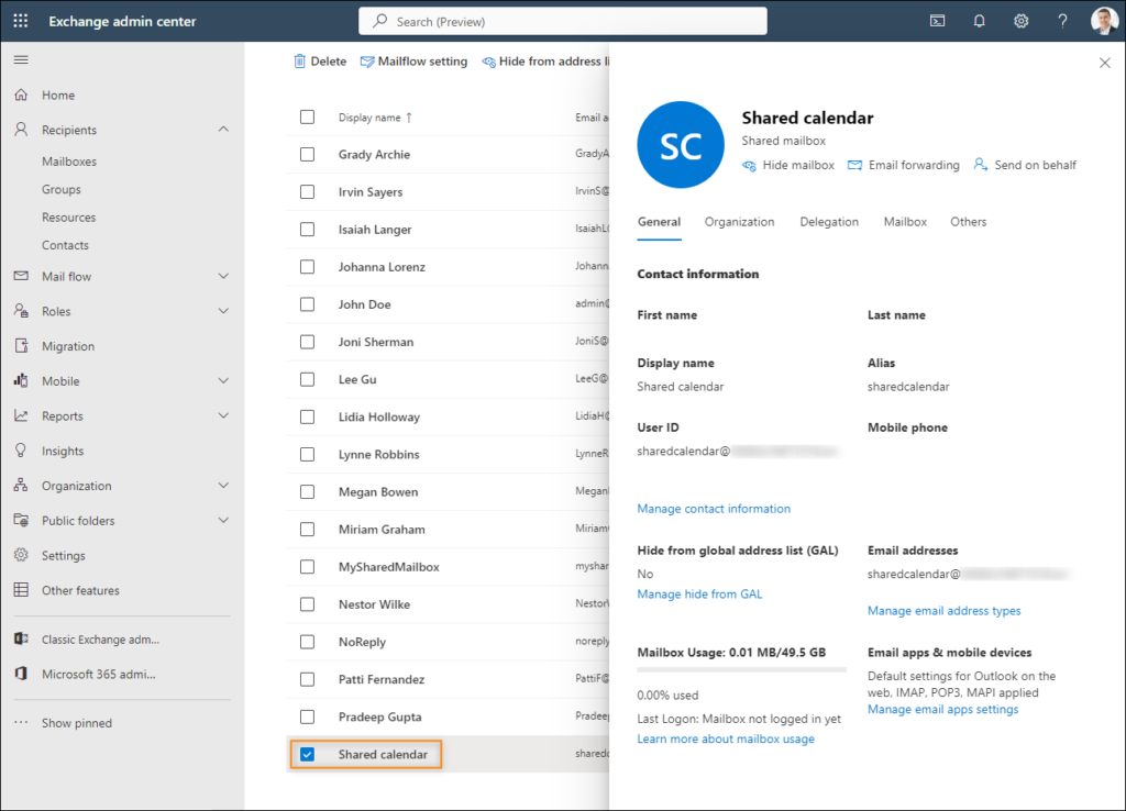 Different ways of sharing a calendar in Office 365 and Outlook