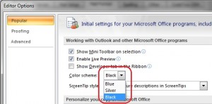 how to change color scheme outlook 2013