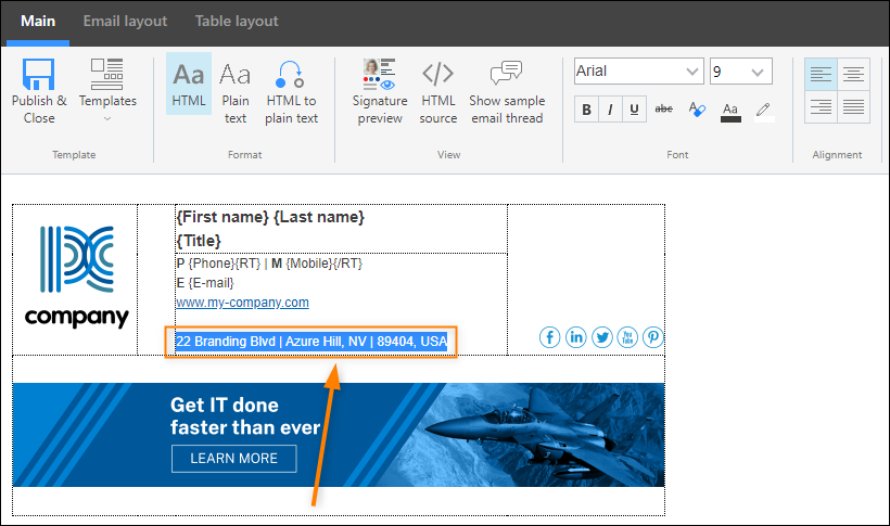 How To Avoid Converting Physical Address In A Signature To A Link