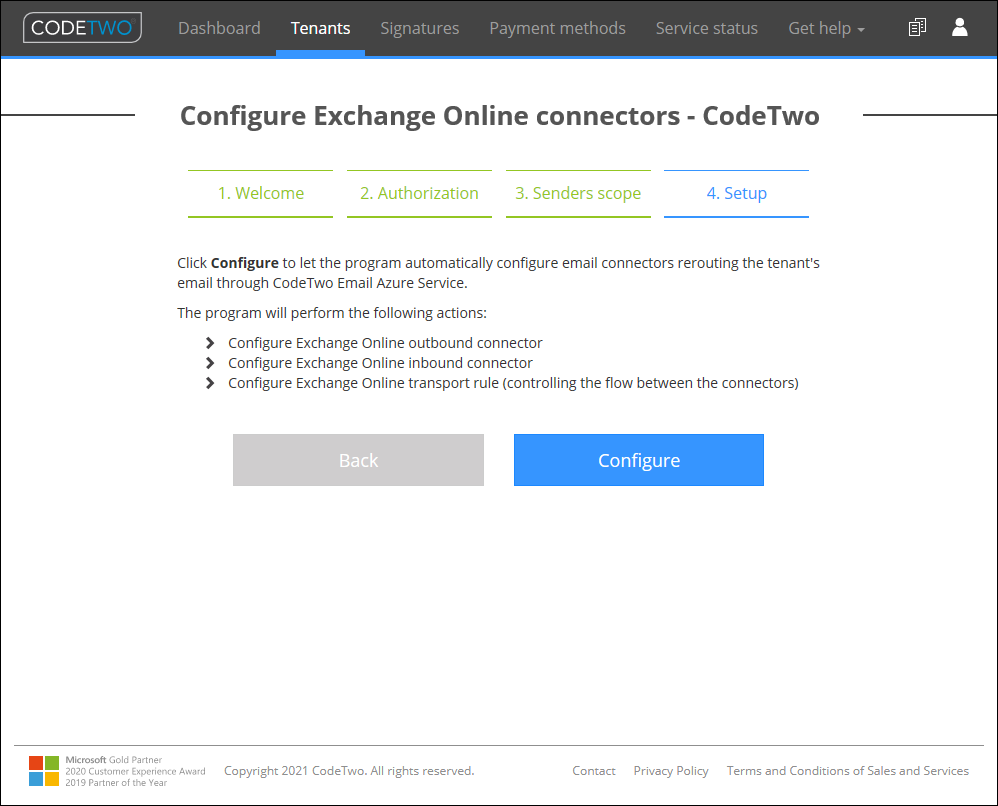 Get started Configure Exchange Online connectors CodeTwo Email