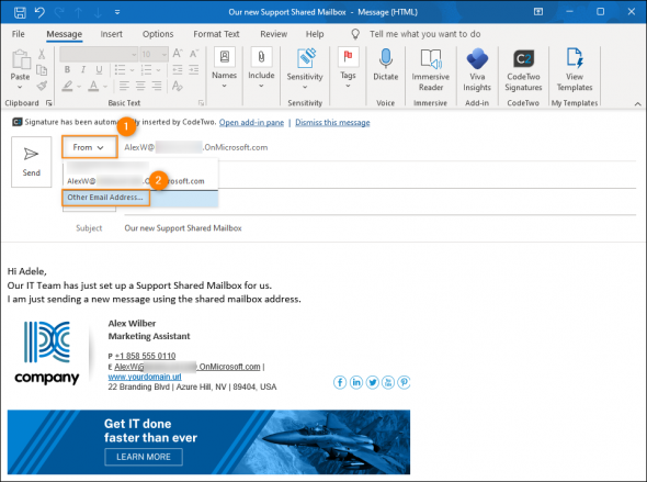 How to add signatures to Microsoft 365 shared or resource mailboxes